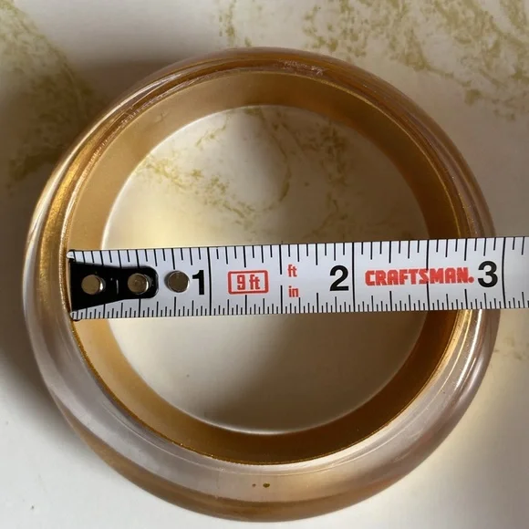 Vintage Lucite Asymmetrical Chunky Bangle Transparent Gold Clear Large Bracelet - Picture 16 of 16